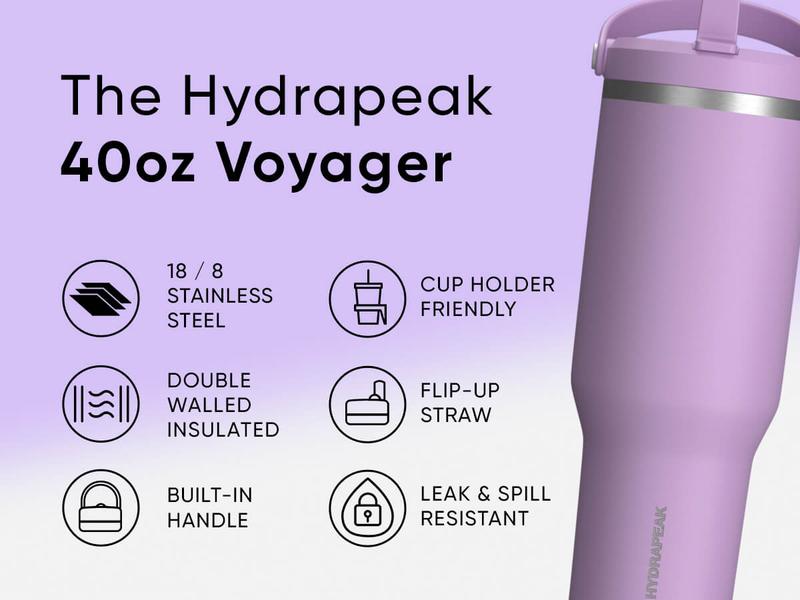 Nomad 40 oz Tumbler with Handle and Sip Lid, Leakproof Tumbler, Tumbler Lid Straw, Double Insulated Tumblers Stainless Steel