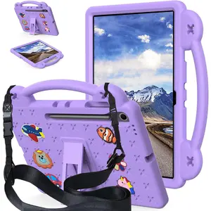 Compatible with Samsung Galaxy Tab S10 Lite 2025 10.9 inch Tablet Case, Kids Friendly Universal Lightweight Shockproof Protective Case with Shoulder Strap & Stand Handle