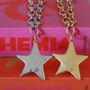 Star Pendant Necklace 14K Gold Plated Stainless Steel