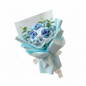 Handcrafted Crochet Rose Bouquet - Everlasting Decorative Artificial Flower, Ideal Gift for Birthday & Home Decor