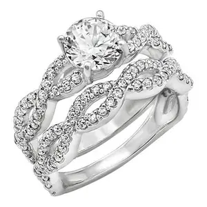 Radiance by Absolute™ 3.95ctw Twist-Shank Solitaire Ring 2-piece Set