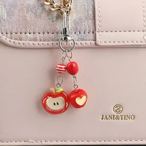 Cute Resin Apple Keychain, Acrylic Material, Apple Phone Strap Keychain, Apple Accessories, No Strap Version, Mixed Colors Available