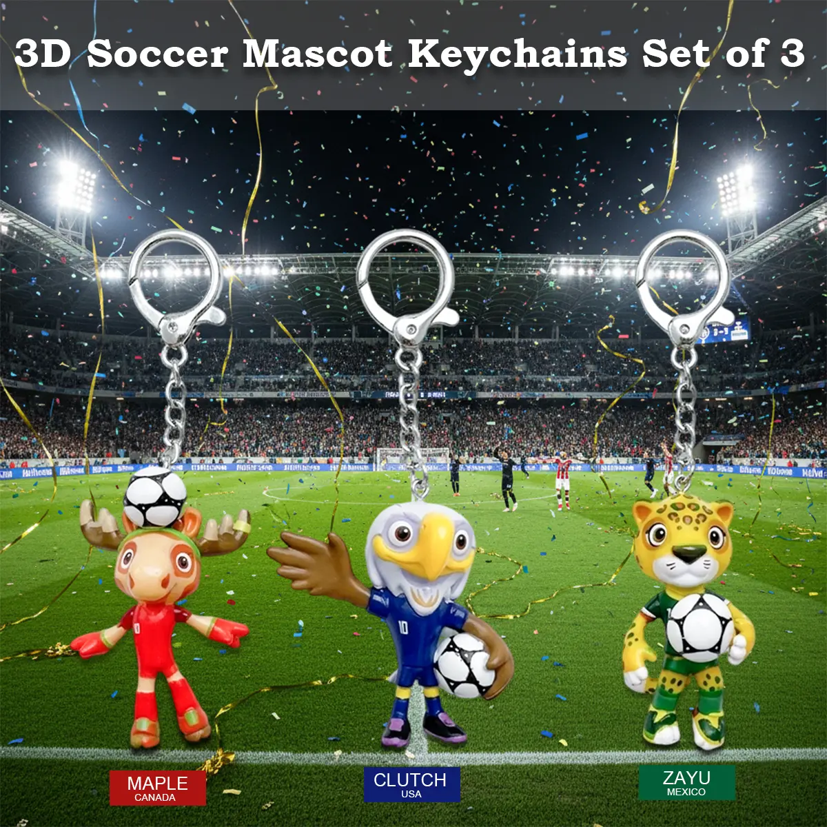 FIFA World Cup Mascot Collectible Keychains - Key Chain for Car Keys, Ideal Gift for Soccer Fans