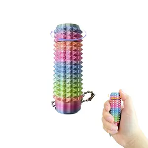 Colorful Rotating Fidget Keychain - Spiky Grippie Stim Toy for Anxiety Relief, Spinnable Pocket Mini Toy for Adults & Teens, Stress Relief Fun