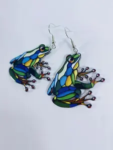 Frog Design Dangle Earrings, Colorful Acrylic Earrings, Fashion Accessories for Women, Daily Wear, Festive Occasions