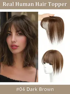 Human Hair Toppers with Clips, Natural Look for Thin Hair, 5x9cm Base, Perfect for Women, Easy Clip-In Application, Increase Hair Volume, Human Hair Glueless