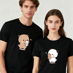 Cartoon Bear Couple T-shirt, Valentine's Day, urban street style, suitable for men, women, mothers, and friends, couple style, fashionable and loose, youthful and energetic, men's daily wear top