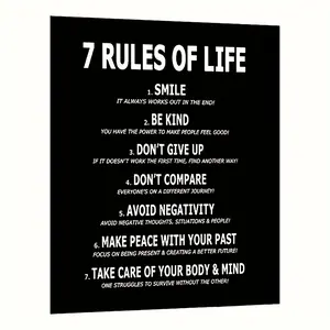 1 Piece, Inspirational Sign, 7 Rules of Life Wall Art, Inspirational Poster for Men, Reading Sign, Inspirational Poster for Classroom High School, Inspirational Poster for Bedroom Boys Room Home Office, Positive Affirmation Wall Decor - Wooden Frame
