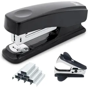 Desktop Stapler with 25-Sheet Capacity, Two Binding Modes, Basic Stapler Set with 1000 Staples and Remover, Durable Staplers for Office, School, Home (Black)