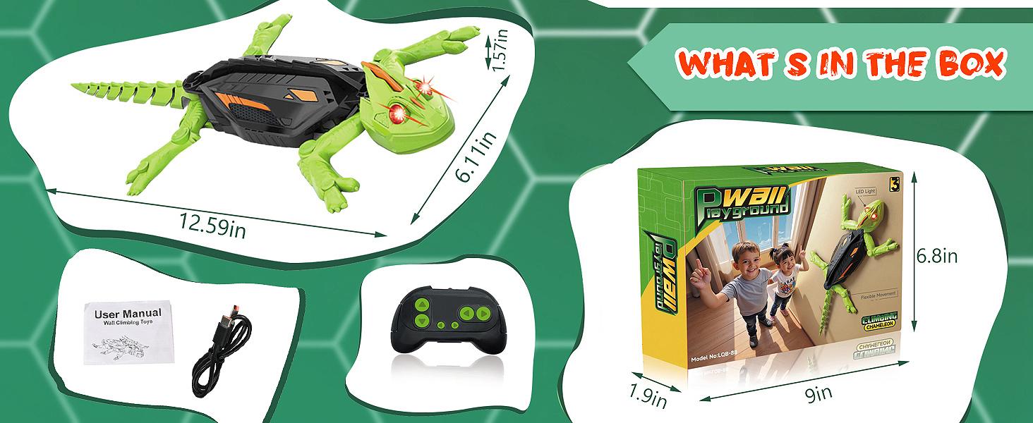 Wall Crawler Gecko TikTokShopBlackFriday Remote Control Toy Electric Lizard with LED Glowing Eyes 360° Spin Rechargeable Christmas STEM Tech Gift for Kids Ages 6-12