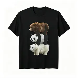 Bear Panda Polar Bear Stack Funny Animal T-Shirt, 100% Cotton Weird Nature Humor Graphic Tee