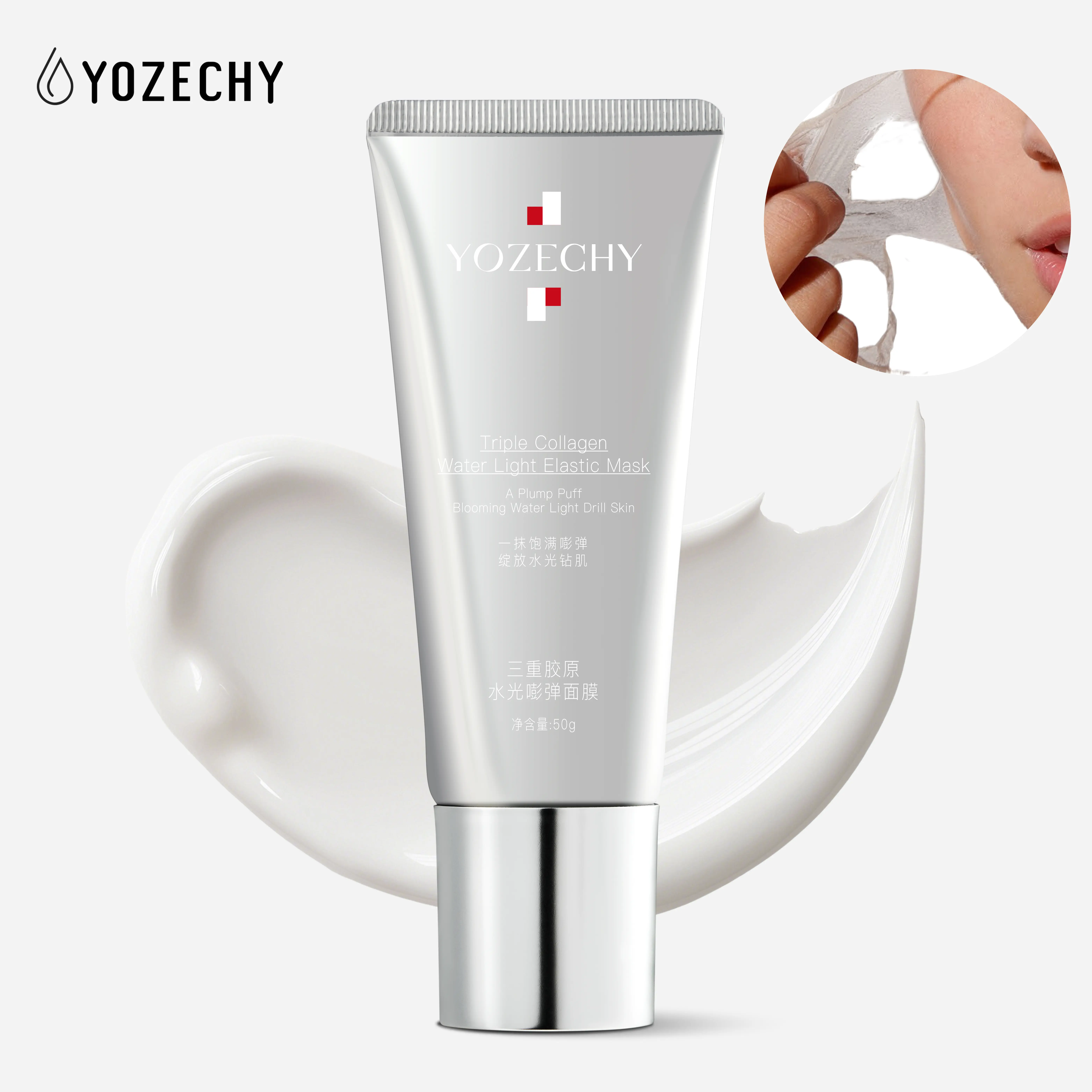[1 PACK] YOZECHY Triple Collagen Mask - 300-500 Dalton Peptides for Deep Absorption, Hydrates, Fights Aging, Brightens, & Smooths. Triple Elastin + Hexapeptide Complex—instantly reveals radiant, youthful skin.