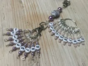 0 to 99 Numbered Stitch Marker System with Beaded Lanyard Holder-  Row Counter