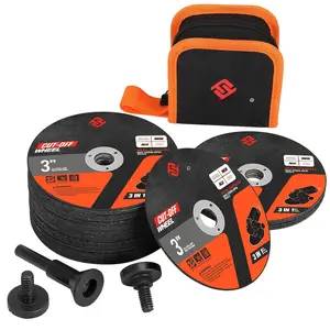 25 count 3 inch Cut Off Wheels with 1/4 in Mounting Mandrel Kit for  , 3/8" Arbor  Wheel with Pouch for Metal & Stainless Steel Rotary Tool Drill Attachment  Discs