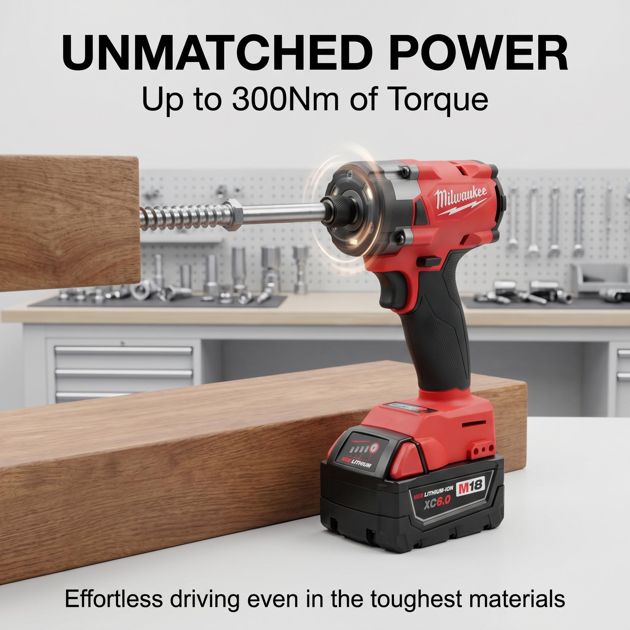 Milwaukee M18 FID3 Compact Spiral Specialty Mechanic Tool - 221 ft-lbs (300 Nm) Torque, 11.4cm Ultra-Short, 1.75kg Light, 4-Speed Control, Battery & Charger Included - For Electricians, Electrical & Framing Work