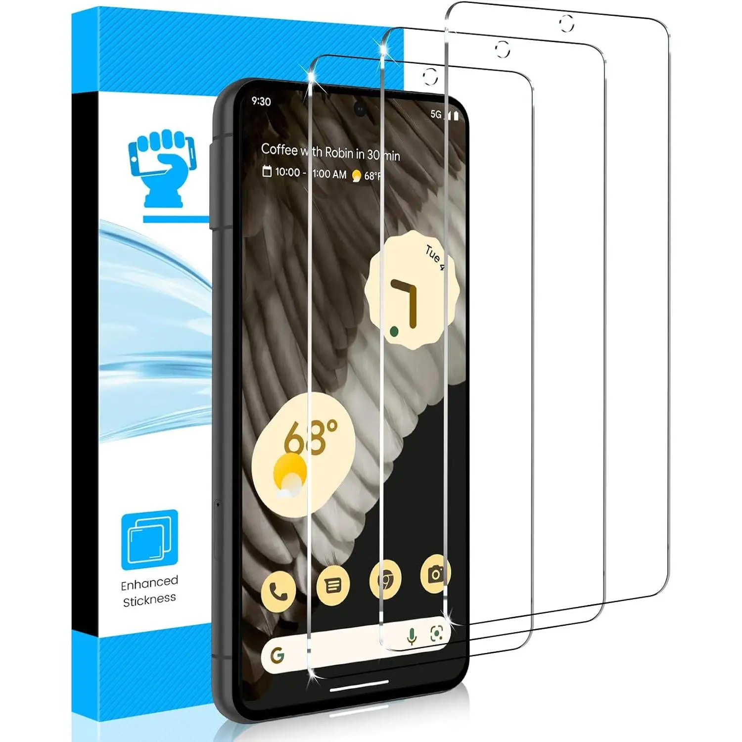 3 Pack Tempered Glass Phone Screen Protectors for Google Pixel 8 - Screen Guard, HD Crystal Transparency, Explosion-Proof, Scratch Resistant, Smooth Sensitive Touch Sensor, Fingerprint Lock, Bubble Free Easy Installation, Case-Friendly Phone Accessories