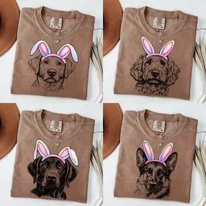 Easter Bunny Dog Shirt – 50 Dog Breeds Available, Custom Dog Lover Gift, Cute Bunny Ear Puppy Tee, Easter Dog Mom Shirt, Espresso Comfort Colors Easter Shirt
