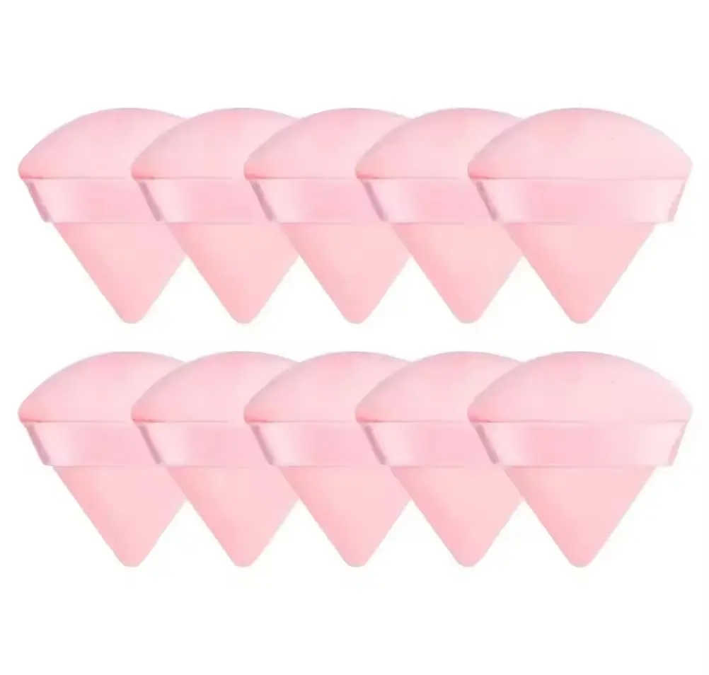 10 Pieces Super Soft Triangular Cotton Powder Puffs, Dual Use Dry & Wet Makeup Sponge Set, gift