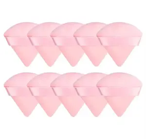 10 Pieces Super Soft Triangular Cotton Powder Puffs, Dual Use Dry & Wet Makeup Sponge Set, gift