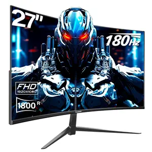 Gawfolk 27in Curved Gaming Monitor - 180Hz Refresh Full HD 1080P Frameless Panel, 1800R Curved Shape, FreeSync, Eye-Care Mode, Wall Mountable, DP & HDMI Ports for PC