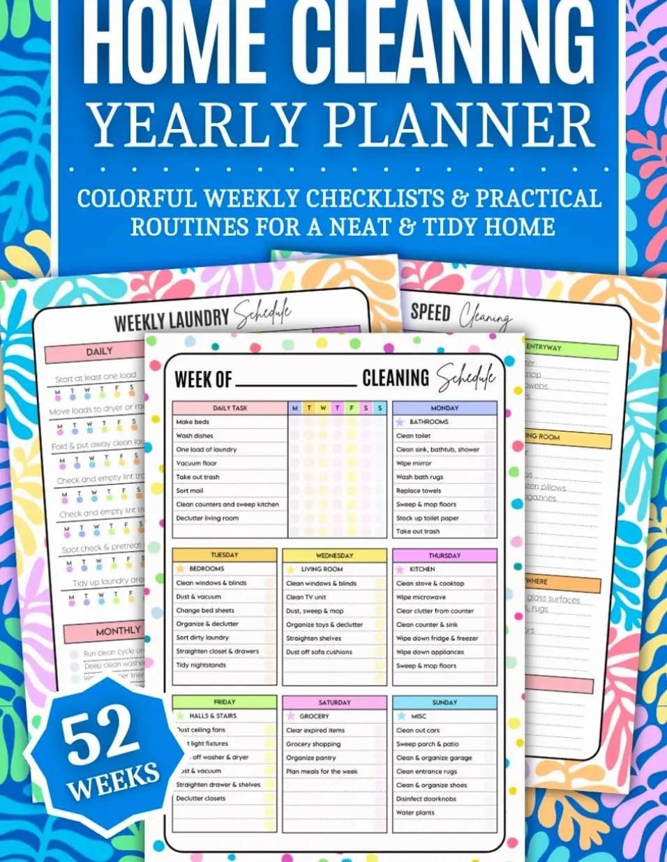 Home Cleaning Yearly Planner 52-Week Guide (Color) - TikTok Shop