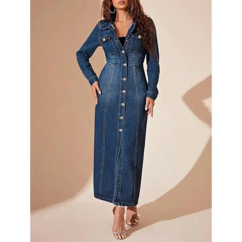 green emerald velvet dress Stretch Denim Fitted Dress main image 0