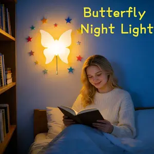 Bedroom Cloud Butterfly Lamp | Warm and Soft Wall Lamp, Cute Floating Cloud Design for Room Decoration, Suitable for Indoor Lighting, Modern Style, Battery Powered, Wall Mount, Battery-powered (battery not included, Nightlight For Bedroom
