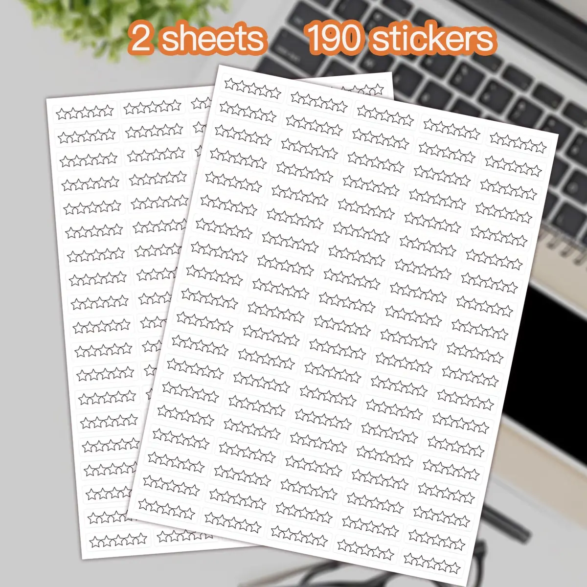 2 Pieces Blank Star Rating Decorative Stickers, Perfect for Books and Movies, Ideal Party Decorations and Supplies, 190 Stickers Per Pack, Sticker Sheets