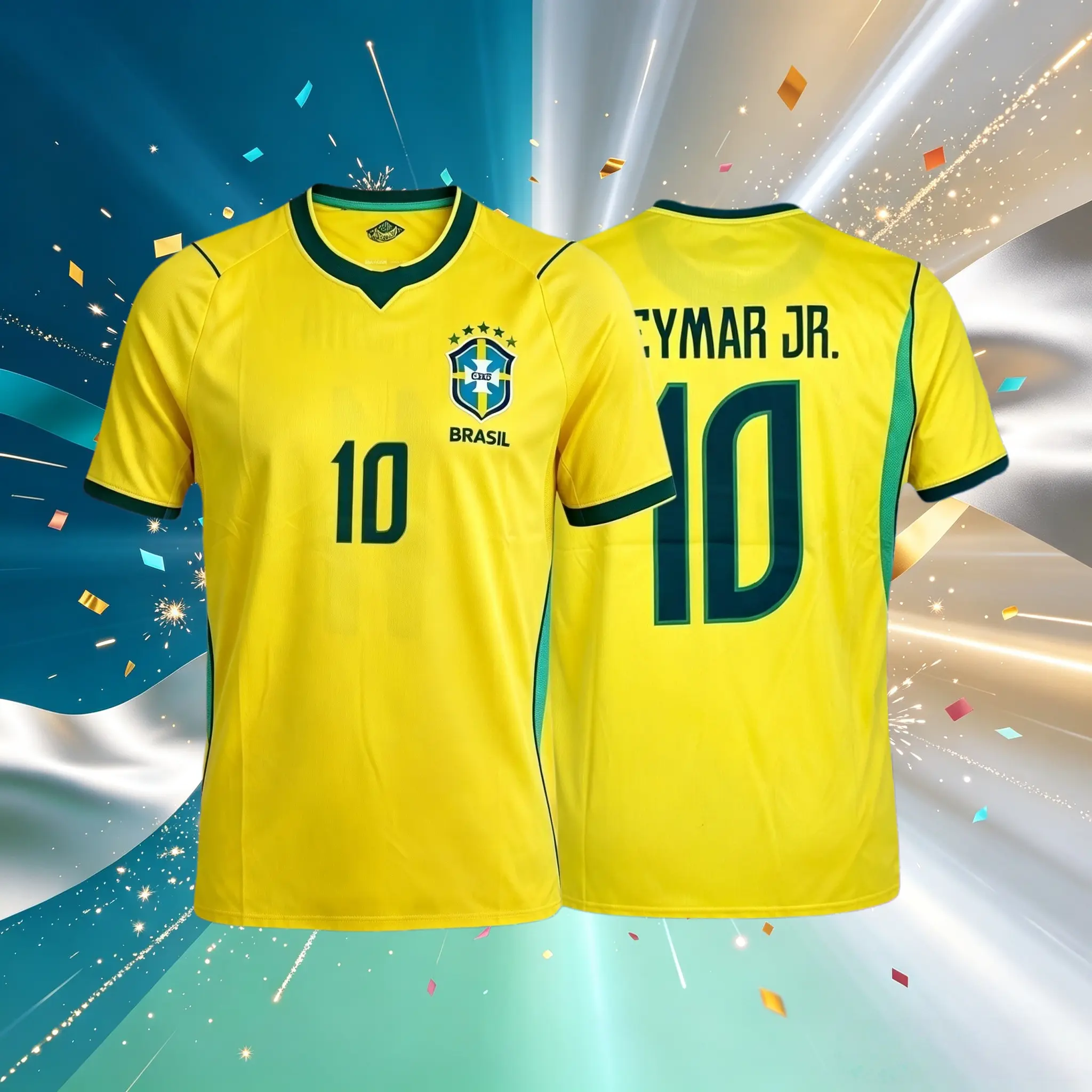 2026 Brazil National Home And Away Yellow And Blue Neymar Vini Raphinha Short Sleeve Soccer Jersey Fans Version