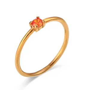 Women's Birthstone Ring, Delicate Stackable 18K Ring, Birthday Gift for Women, Anniversary Jewelry Ring