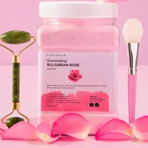 VogueNow Jelly Face Mask – Bulgarian Rose (23 oz) + Free Jade Roller & Spatula – Hydrating, Brightening & Nourishing Hydrojelly Facial Kit