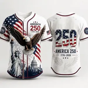 USA 250th Anniversary Baseball Jersey, Patriotic Eagle Graphic Shirt, 1776-2026 Heritage Apparel, merica 250 Back Print, Patriotic Flag Design