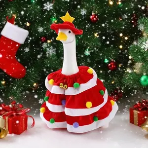 Christmas Tree Porch Goose Costume with Holiday Hat and Shawl, and Colors, Durable Polyester Decorations for All Seasons