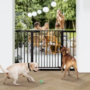 29.5-51.6'' Extra Wide Pressure Mount Baby and Pet Safety Gate for Bottom of Stairs & Doorways – Tested and Trusted, Easy Install Walk Thru, Barrier for Children, Infants, and Pets, 30.5'' Tall