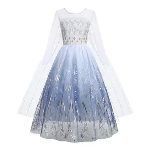 Frozen 2 Elsa & Anna Twin Princess Dresses 2024| Glitter Tulle Snowflake Stage Gowns| Christmas Pageant Costume for Girls 3-12 Years