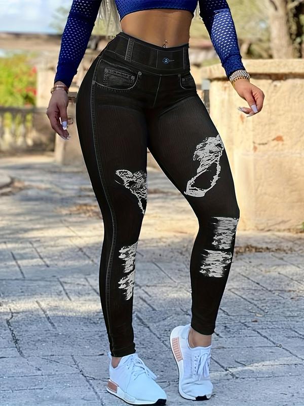 3pcs Women's High Waist Slim Fit Denim Leggings Tie Feet Pants - Everyday Casual Fashion Soft Sports Skinny Long Pants Stretchy Female