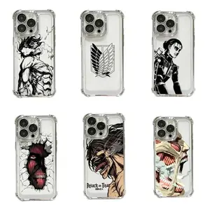 AOT Anime Eren/Scout Logo Phone Case for iPhone 17, 16, 15, 14, 13, 12, 11 Pro Max Silver Electroplated 4 Corners Shockproof Clear Cover
