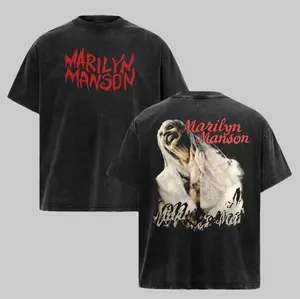 Marilyn Manson Merch, Marilyn Manson Fan Shirt , Gift for band fans, Men's and women's round neck cotton casual T-shirt, Beautiful graphic T-shirt Top Womenswear Breathable Everyday