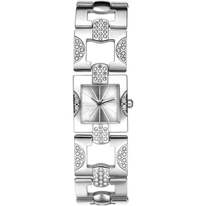Women's Luxury Square Watch: Elegant Small Bar-Shaped Markers Analog Quartz Watches Bling Full Rhinestone Wristwatch  Strap with  Dial for Mother's Day