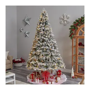 Nearly Natural 9' Flocked Christmas Tree with 650 LED Lights