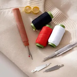 34PCS Big Eye Steel Needles Set Sturdy Durable Hand Sewing Tool Kit Perfect for DIY Sewing Repairs Crafting Projects with Thread and Thimble