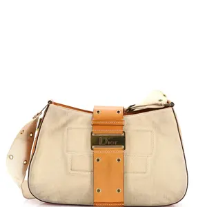 Pre-owned Dior Canvas Plain, Leather Shoulder Bags Christian Vintage Street Chic Columbus Shoulder Bag Diorissimo Canvas with Leather Medium by Rebag
