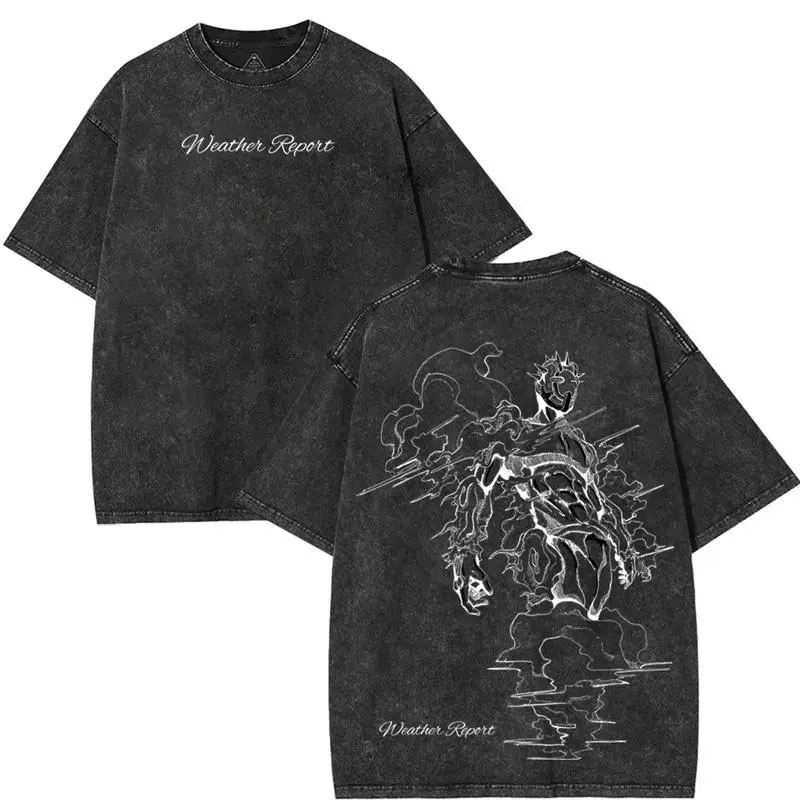 JoJo's Bizarre Adventure Weather Report Graphic Tee, Anime Streetwear, Retro Stand Power Shirt, Manga T-Shirt outkast shirt graphic tee Cotton Fabric