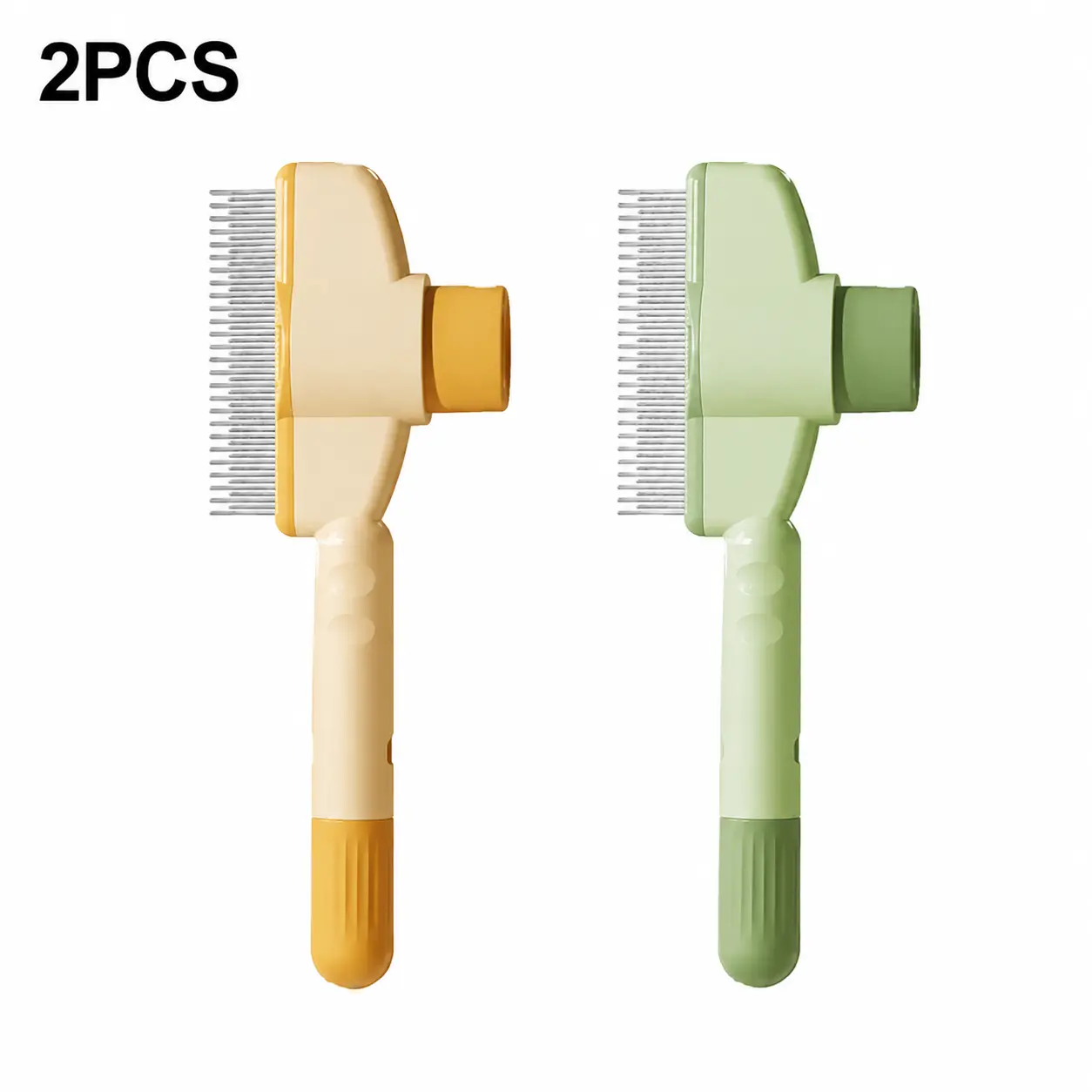 2PCS One-Click Self-Cleaning Pet Slicker Brush for Dogs & Cats – Gentle Grooming Comb with Stainless Steel Pins for Easy Hair Removal