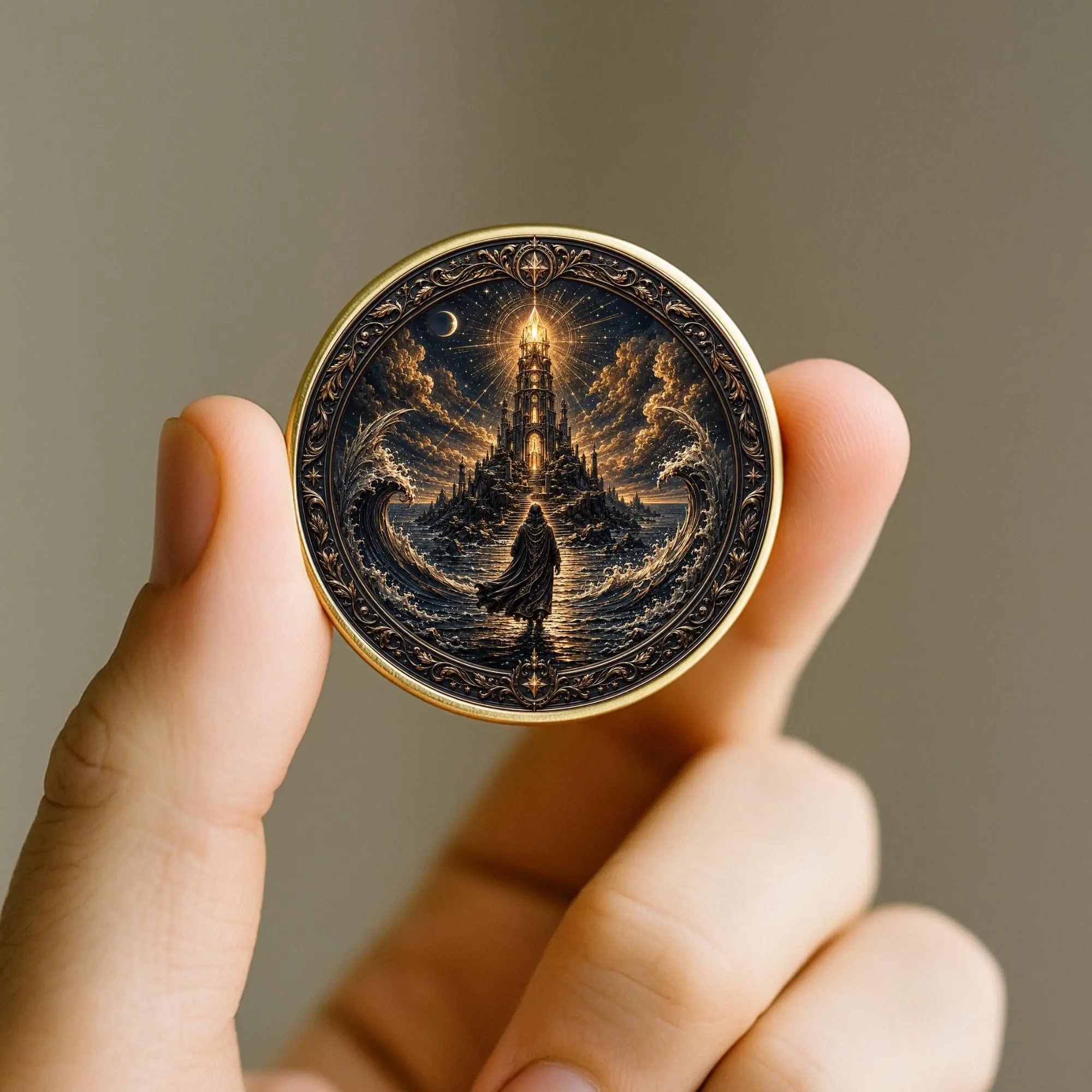 Sobriety Coin, Recovery Medallion, Lighthouse Jesus Chip, Christian Sober Anniversary Gift
