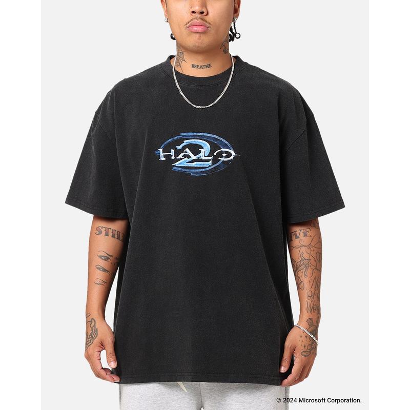 73Studio X Halo Halo 2 Vintage T-Shirt Black Acidwash