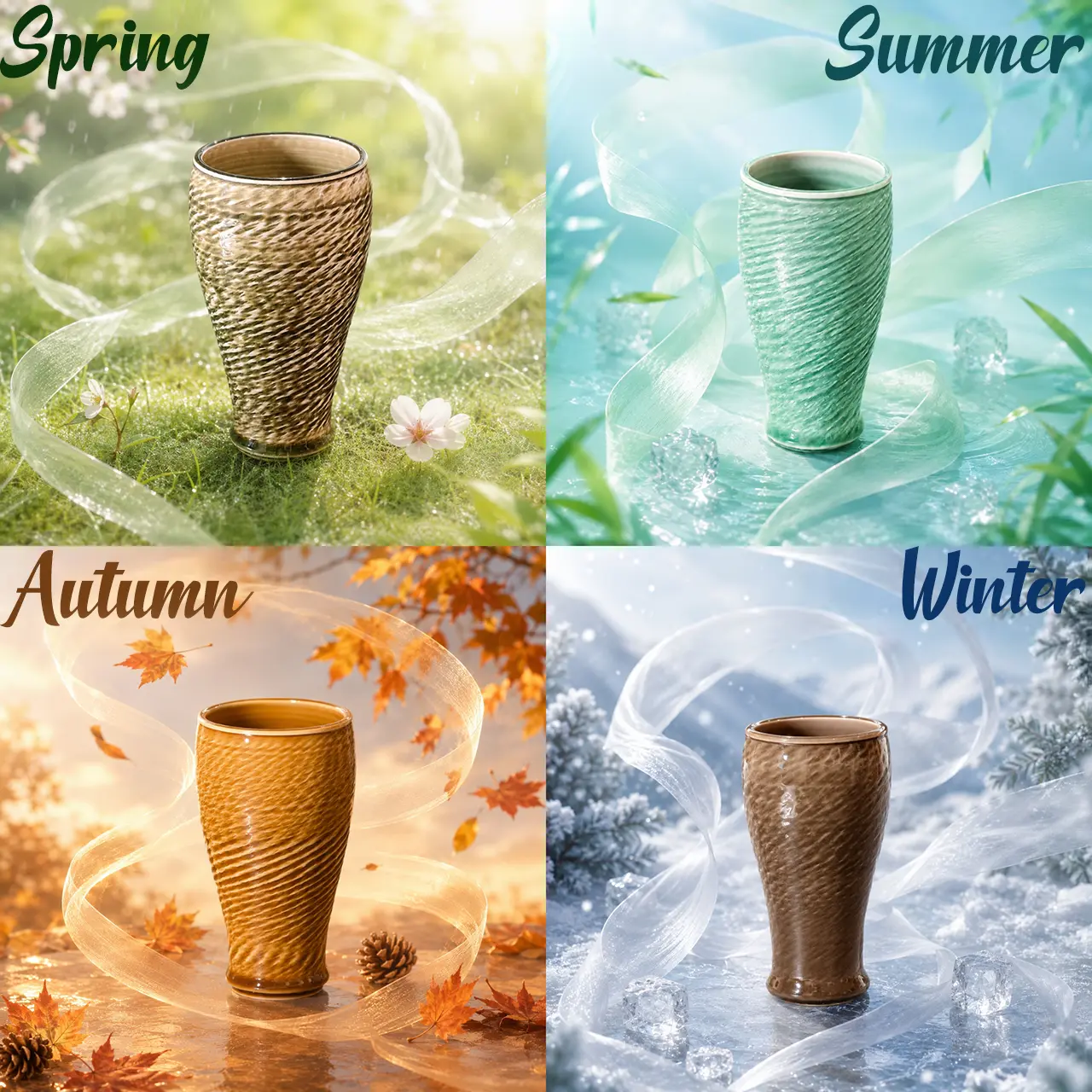 Handmade Longquan Celadon Beer Mug by Liao Xinliang | Four Seasons Collection