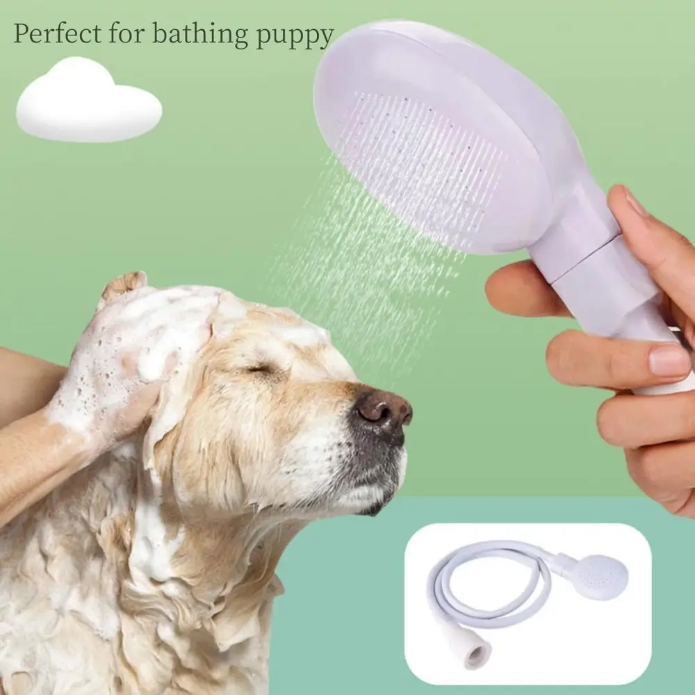 1pc Pet Bath & Clean Shower Nozzle-PVC Hose Kit with Suction Cup, Universal Adapter, Adjustable Flow, Dense Microporous Water Outlet, Quick Snap Installation, Bathtub Faucet Compatibility for Bathing Puppy, Kitchen Cleaning, Daily Maintenance, Micropore T