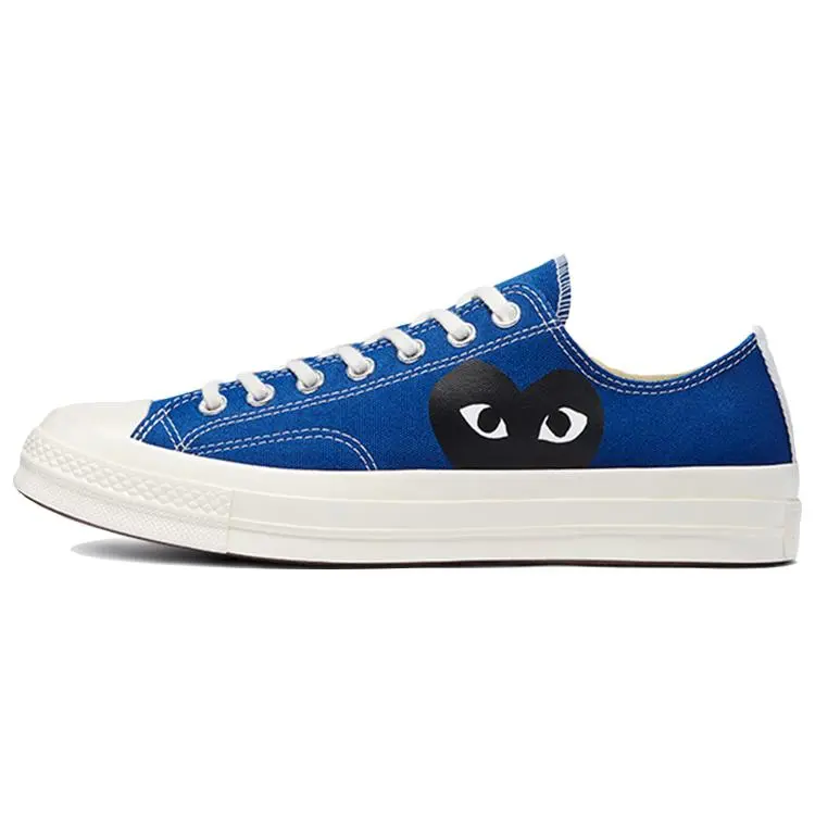 Comme des Garçons PLAY x Chuck 70 Low 'Blue Quartz' Heart Collab Sports Footwear - Unisex Casual Vintage Sneaker, 10 US Size Athletic Footwear