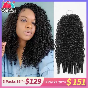 QVR Burmese Curly Human Hair Extensions, 100% Human Hair Twist for Crochet Hairstyles, Machine Made, Natural Black, 14-24 Inches